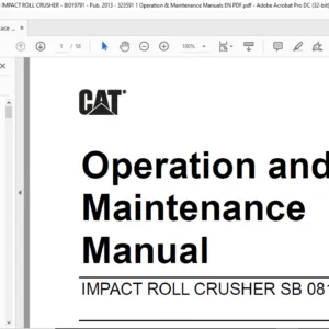 CAT Armored Face IMPACT ROLL CRUSHER SB 0815 Cleveland Cliff Operation & Maintenance Manual - PDF DOWNLOAD