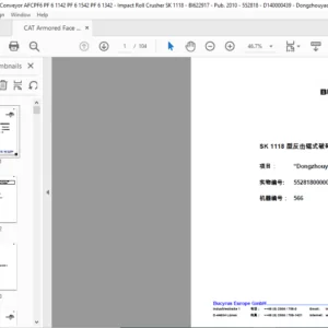 CAT Armored Face conveyor SK 1118 型反击辊式破碎机 “Dongzhouyao” 操作手册 - PDF DOWNLOAD (chinese)