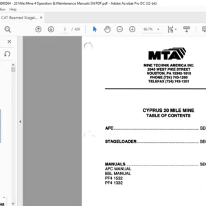 CAT Beamed Stageloader -  20 Mile Mine  Parts Manual  - PDF DOWNLOAD