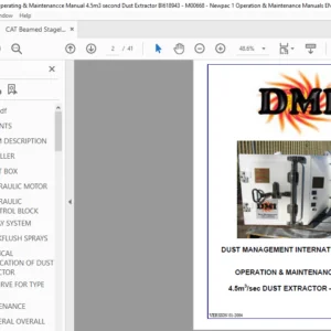 CAT Beamed Stageloader DBT 4.5m3sec DUST EXTRACTOR Operation and Maintenance Manual - PDF DOWNLOAD