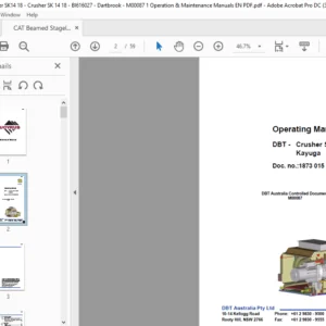 CAT Beamed Stageloader DBT Crusher SK 1418 Kayuga Operation & Maintenance Manual - PDF DOWNLOAD