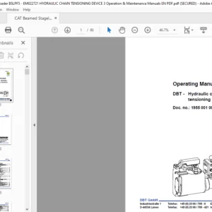 CAT Beamed Stageloader DBT  Hydraulic chain tensioning device Operation Maintenance Manual  - PDF DOWNLOAD