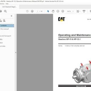 CAT Beamed Stageloader Gearbox KP-15 & KP-15.1 Operating and Maintenance Manual - PDF DOWNLOAD