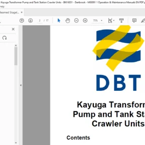 CAT Beamed Stageloader Kayuga Transformer Pump and Tank Station Crawler Units Operation & Maintenance Manual