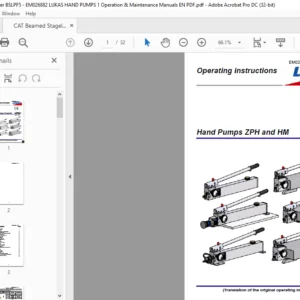 CAT Beamed Stageloader Lukas Hand Pumps Operation & Maintenance Manual - PDF DOWNLOAD