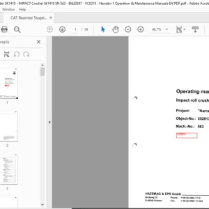CAT Beamed Stageloader Narrabri Operation and Maintenance Manual  - PDF DOWNLOAD