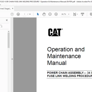 CAT Beamed Stageloader POWER CHAIN ASSEMBLY— 34 X 110 mm FUSE LINK WELDING PROCEDURE Operation & Maintenance Manual