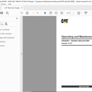 CAT Beamed Stageloader VDataSrv - System data provider Version 11.21 Operation and Maintenance Manual