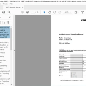 CAT Beamed Stageloader VOITH Turbo Installation and Operation Manual - PDF DOWNLOAD