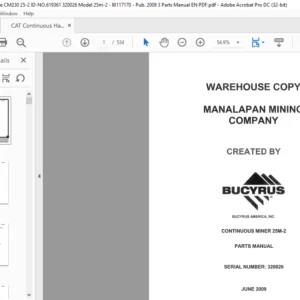 CAT Continuous Haulage 848X90-1 052 Parts Manual - PDF DOWNLOAD