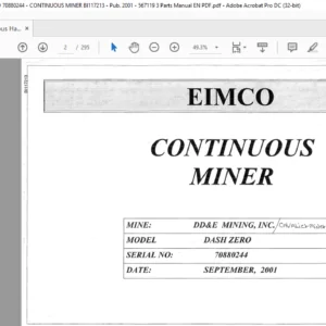 CAT Continuous Haulage DASH ZERO Parts Manual - PDF DOWNLOAD