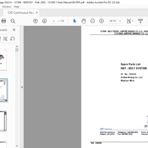 CAT  Continuous Haulage  DBT- Belt System Parts Manual - PDF DOWNLOAD