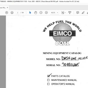 CAT Continuous Haulage Dash-1Miner PARTS Catalog Manual – PDF DOWNLOAD