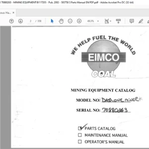 CAT  Continuous Haulage Dash One Miner Parts Catalog Manual - PDF DOWNLOAD