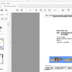 CAT Continuous Haulage Enterprise Mining Co. Mine 2 -  Parts Manual - PDF DOWNLOAD