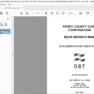 CAT Continuous Haulage MBC-30CL DBT Parts  Manual - PDF DOWNLOAD