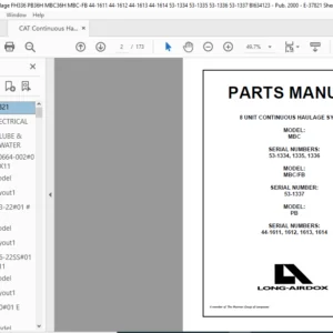 CAT Continuous Haulage MBC MBCFB PB 8 Unit Continuous Haulage System Parts Manual - PDF DOWNLOAD