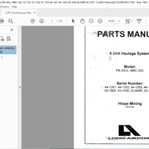 CAT Continuous Haulage PB-30CL MBC-30C 8 Unit Haulage System Parts Manual - PDF DOWNLOAD