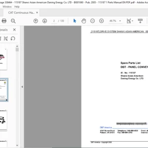 CAT Continuous Haulage  Shanxi Asian American Daning Energy Parts Manual - PDF DOWNLOAD