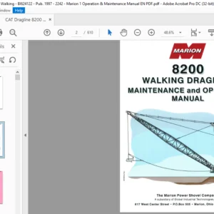 CAT  Dragline Marion 8200 Walking Dragline Operation And Maintenance Manual - PDF DOWNLOAD