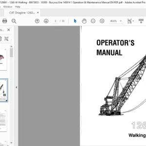 CAT Dragline 1260-W Walking Dragline Operation & Maintenance Manual  - PDF DOWNLOAD