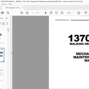CAT Dragline 1370W Walking Dragline Mechanical Maintenance And Operation Manual  - PDF DOWNLOAD