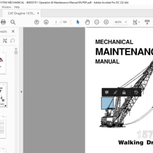 CAT Dragline 1570-W Mechanical Walking Dragline Maintenance And Operation Manual - PDF DOWNLOAD