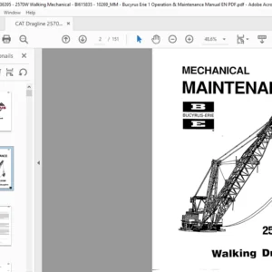 CAT Dragline 2570W Walking Dragline Mechanical Operation And Maintenance Manual - PDF DOWNLOAD