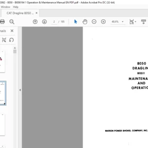 CAT Dragline 8050 Dragline 80511 Operation And Maintenance Manual  - PDF DOWNLOAD