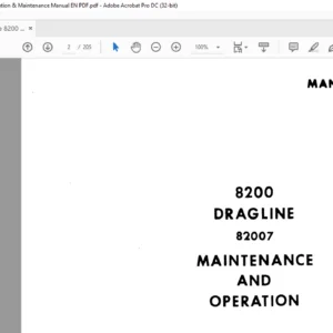 CAT Dragline 8200 Dragline 82007 Operation And Maintenance Manual  - PDF DOWNLOAD