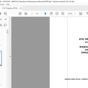 CAT Dragline 8750 Dragline 87503 Operation & Maintenance Manual - PDF DOWNLOAD