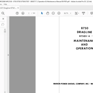 CAT Dragline 8750 Dragline Operation & Maintenance Manual - PDF DOWNLOAD