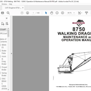 CAT Dragline 8750 Walking Dragline Maintenance And Operation Manual - PDF DOWNLOAD