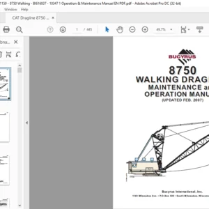 CAT Dragline 8750 Walking Dragline Maintenance And Operation Manual  - PDF DOWNLOAD