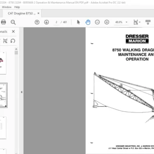 CAT Dragline 8750 Walking Dragline Operation And Maintenance Manual - PDF DOWNLOAD