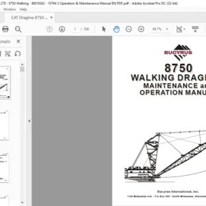 CAT Dragline 8750 Walking Dragline Operation And Maintenance Manual - PDF DOWNLOAD