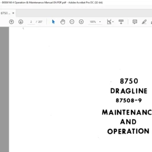 CAT Dragline 8750 Walking Dragline Operation And Maintenance Manual - PDF DOWNLOAD