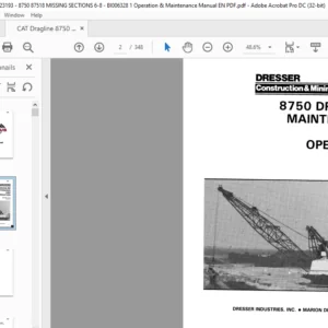 CAT Dragline 8750 Walking Dragline Operation & Maintenance Manual  - PDF DOWNLOAD