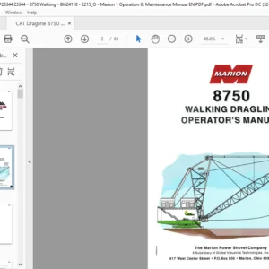 CAT Dragline 8750 Walking Dragline Operation & Maintenance Manual - PDF DOWNLOAD