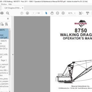 CAT Dragline 8750 Walking Dragline Operator’s & Maintenance Manual - PDF DOWNLOAD