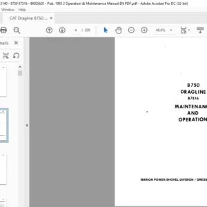 CAT Dragline 8760 Draglines 87516 Operation & Maintenance Manual - PDF DOWNLOAD