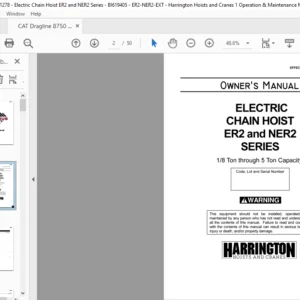 CAT Dragline Electric Chain Hoist ER2 and NER2 Series Happingtion Hoists And Craves Operation & Maintenance Manual - PDF DOWNLOAD