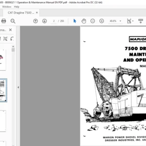 CAT Dragline MARION 7500 Dragline Maintenance And Operation Manual  - PDF DOWNLOAD