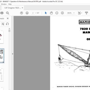 CAT Dragline MARION 7820 Dragline Operation And Maintenance Manual - PDF DOWNLOAD