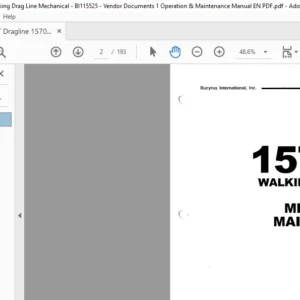CAT Dragline Marion 1570-W Walking Dragline MECHANICAL Operation And Maintenance Manual  - PDF DOWNLOAD