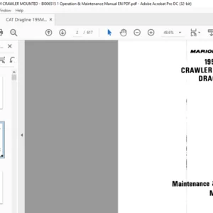 CAT Dragline Marion 195-M Crawel Mounted  Dragline  Operation And Maintenance Manual - PDF DOWNLOAD
