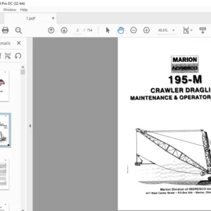 CAT Dragline Marion 195-M Crawler Dragline Operation And Maintenance Manual - PDF DOWNLOAD