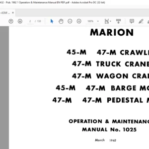 CAT Dragline Marion 45-M & 47-M  Operation And Maintenance Manual - PDF DOWNLOAD