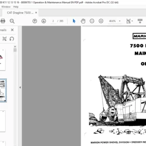 CAT Dragline Marion 7500 Dragline Operation And Maintenance Manual - PDF DOWNLOAD