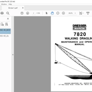 CAT Dragline Marion 7820 Walking Dragline Maintenance And  Operation Manual - PDF DOWNLOAD